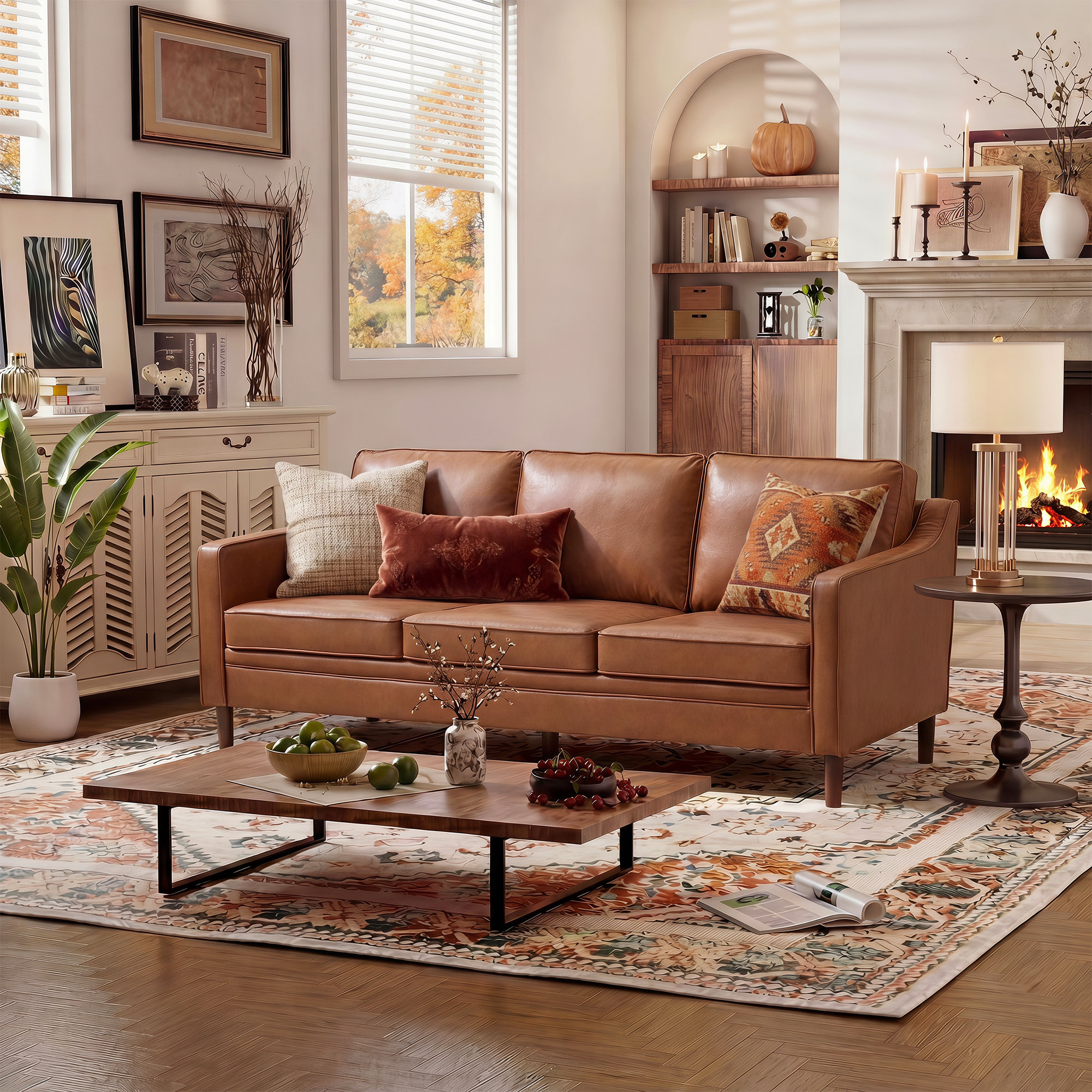Barton+80.31''+Faux+Leather+